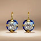 Golden Cushion Cut White Sapphire Earrings Drop Earrings For Women Belovegrace