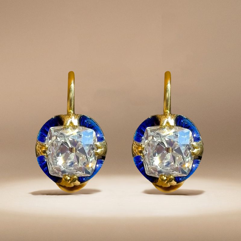Golden Cushion Cut White Sapphire Earrings Drop Earrings For Women Belovegrace
