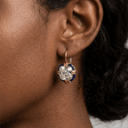Art Deco White Sapphire Cushion Cut Yellow Gold Drop Earrings For Women