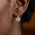 Solitaire Bezel Set Round Cut Yellow Gold Drop Earrings For Women