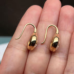 Golden Solitaire Bezel Set Round Cut White Sapphire Drop Earrings For Women Belovegrace