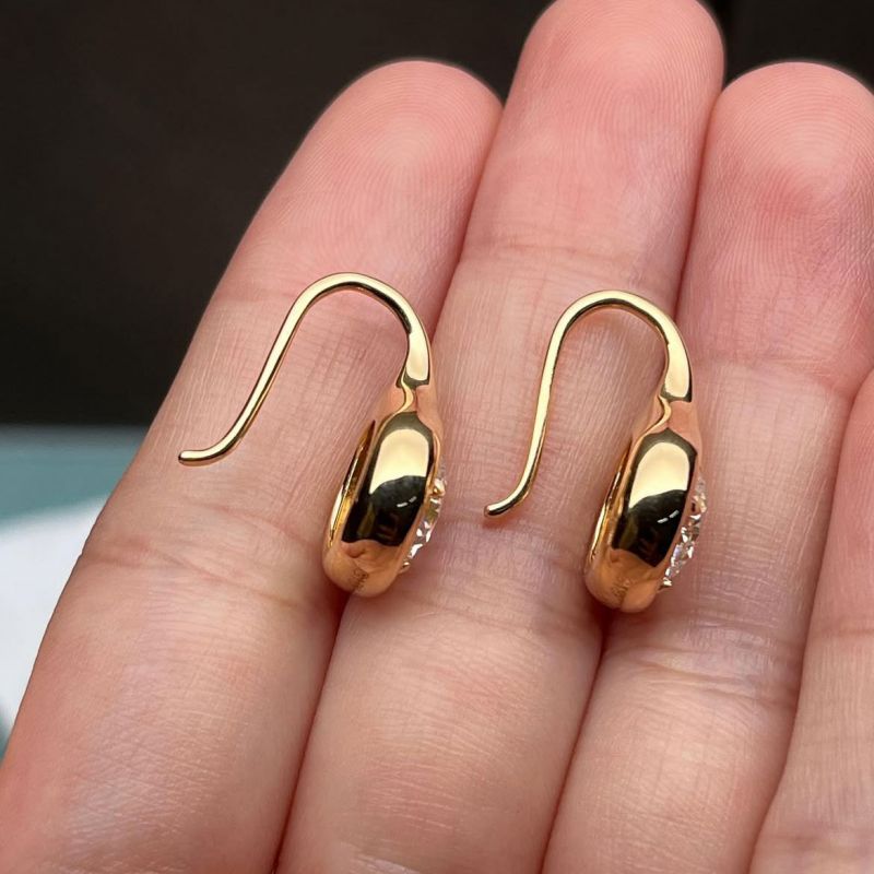 Golden Solitaire Bezel Set Round Cut White Sapphire Drop Earrings For Women Belovegrace