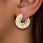 Golden Round Cut White Sapphire Jewelry Hoop Earrings For Women Belovegrace