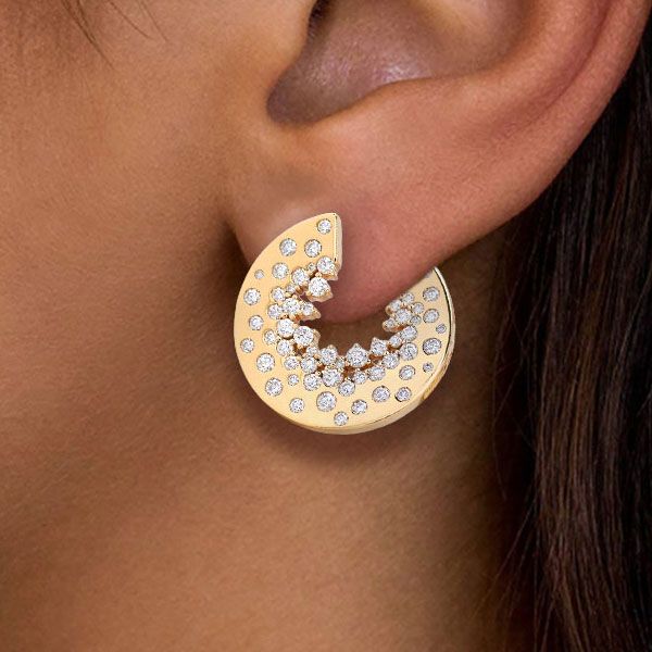 Golden Round Cut White Sapphire Jewelry Hoop Earrings For Women Belovegrace