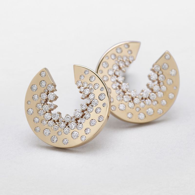 Golden Round Cut White Sapphire Jewelry Hoop Earrings For Women Belovegrace