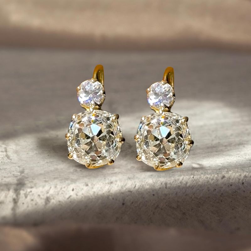 Gold Cushion Cut White Sapphire Earrings Drop Earrings For Women Belovegrace