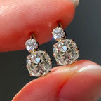 Gold Cushion Cut White Sapphire Earrings Drop Earrings For Women Belovegrace