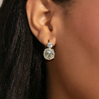 Gold Cushion Cut White Sapphire Earrings Drop Earrings For Women Belovegrace
