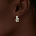Gold Cushion Cut White Sapphire Earrings Drop Earrings For Women Belovegrace