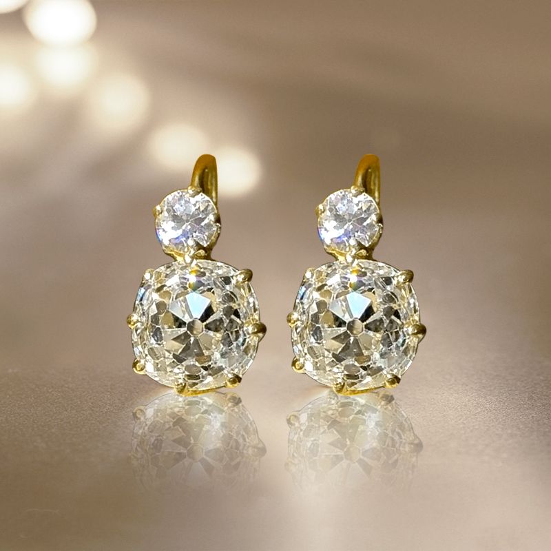 Gold Cushion Cut White Sapphire Earrings Drop Earrings For Women Belovegrace