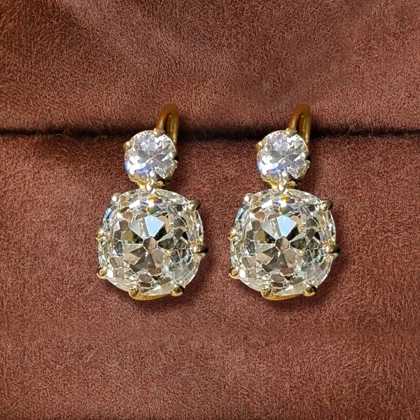 Gold Cushion Cut White Sapphire Earrings Drop Earrings For Women Belovegrace