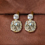 Gold Cushion Cut White Sapphire Earrings Drop Earrings For Women Belovegrace