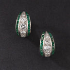 Art Deco Round Cut Emerald Sapphire Hoop Earrings For Women Belovegrace