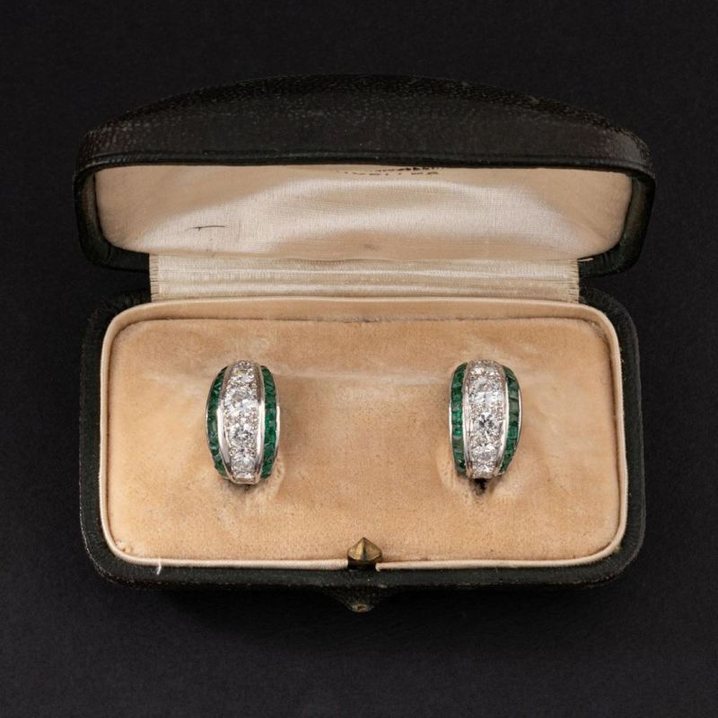 Art Deco Round Cut Emerald Sapphire Hoop Earrings For Women Belovegrace