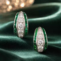 Art Deco Round Cut Emerald Sapphire Hoop Earrings For Women