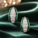 Art Deco Round Cut Emerald Sapphire Hoop Earrings For Women
