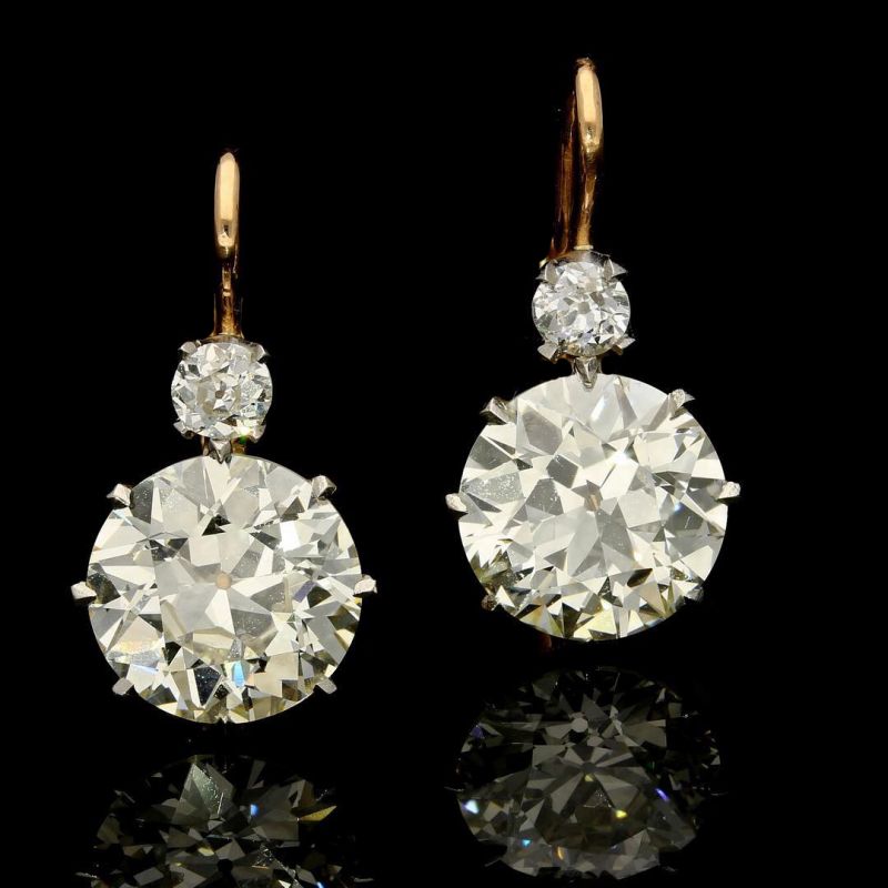 Antique Two Tone Round Cut White Sapphire Drop Earrings For Women Belovegrace