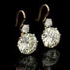 Antique Two Tone Round Cut White Sapphire Drop Earrings For Women Belovegrace