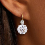 Antique Two Tone Round Cut White Sapphire Drop Earrings For Women Belovegrace