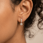 Vintage Golden Round Cut White Sapphire Hoop Dangle Earrings For Women