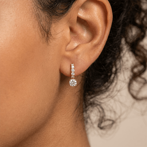 Vintage Golden Round Cut White Sapphire Hoop Dangle Earrings For Women