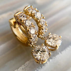 Golden Round Cut White Sapphire Hoop Drop Earrings For Women Belovegrace