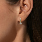 Golden Round Cut White Sapphire Hoop Drop Earrings For Women Belovegrace