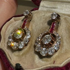 Rose Gold Round Cut White & Ruby Sapphire Drop Earrings For Women Belovegrace