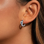 Blue Sapphire Princess & Round Cut Buckle Hoop Earrings For Women Belovegrace