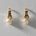 Golden Solitaire White Sapphire Cushion Cut Drop Earrings For Women Belovegrace