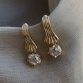 Golden Solitaire White Sapphire Cushion Cut Drop Earrings For Women Belovegrace