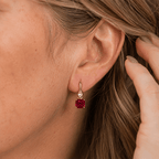 Golden Asscher & Noble Cut Ruby Sapphire Drop Earrings For Women