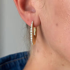 Golden Round Cut White Sapphire Hoop Earrings For Women Belovegrace