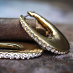 Golden Round Cut White Sapphire Hoop Earrings For Women Belovegrace