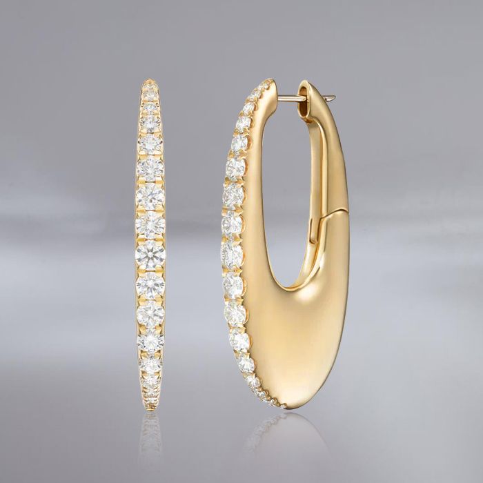 Golden Round Cut White Sapphire Hoop Earrings For Women Belovegrace