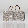 Antique Rose Gold Round Cut White Sapphire Drop Earrings For Women Belovegrace