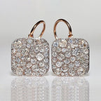 Antique Rose Gold Round Cut White Sapphire Drop Earrings For Women Belovegrace