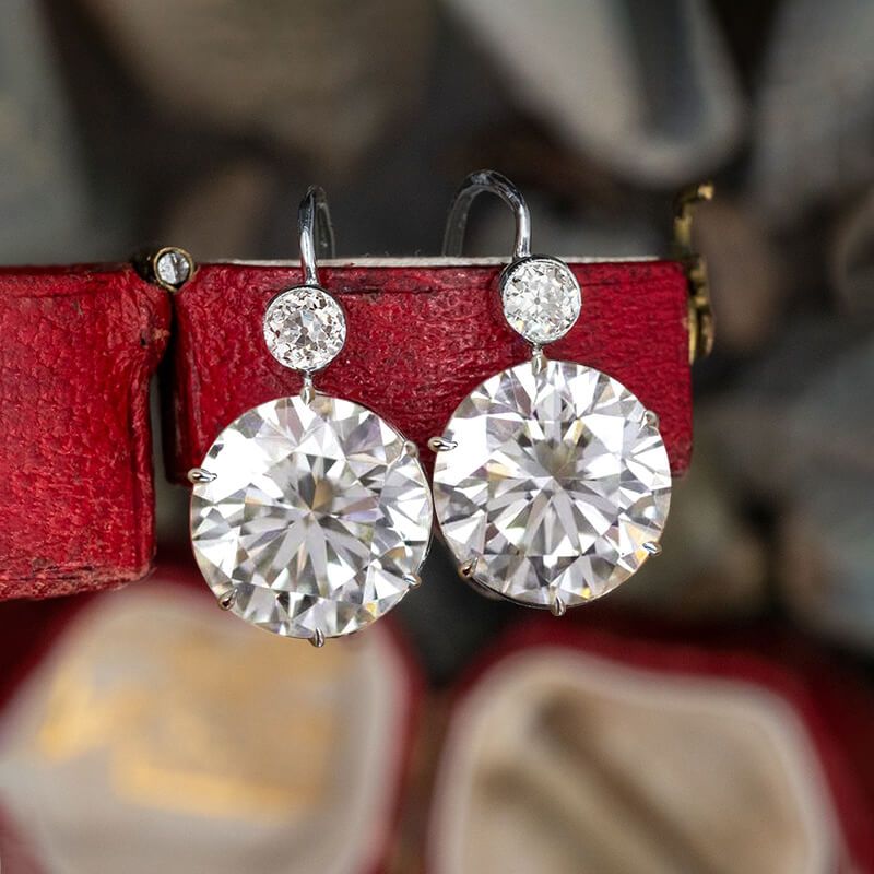 Classic Double Round Cut White Sapphire Drop Earrings For Women Belovegrace