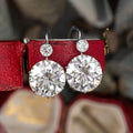 Classic Double Round Cut White Sapphire Drop Earrings For Women Belovegrace