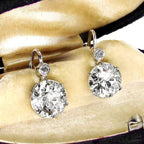 Classic Double Round Cut White Sapphire Drop Earrings For Women Belovegrace