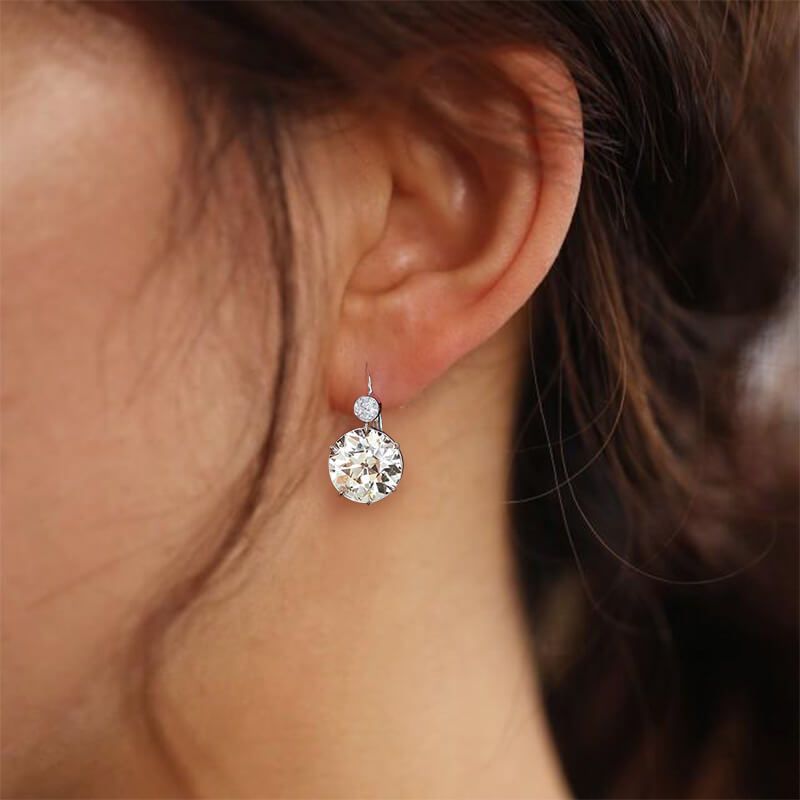 Classic Double Round Cut White Sapphire Drop Earrings For Women Belovegrace