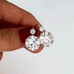Classic Double Round Cut White Sapphire Drop Earrings For Women Belovegrace