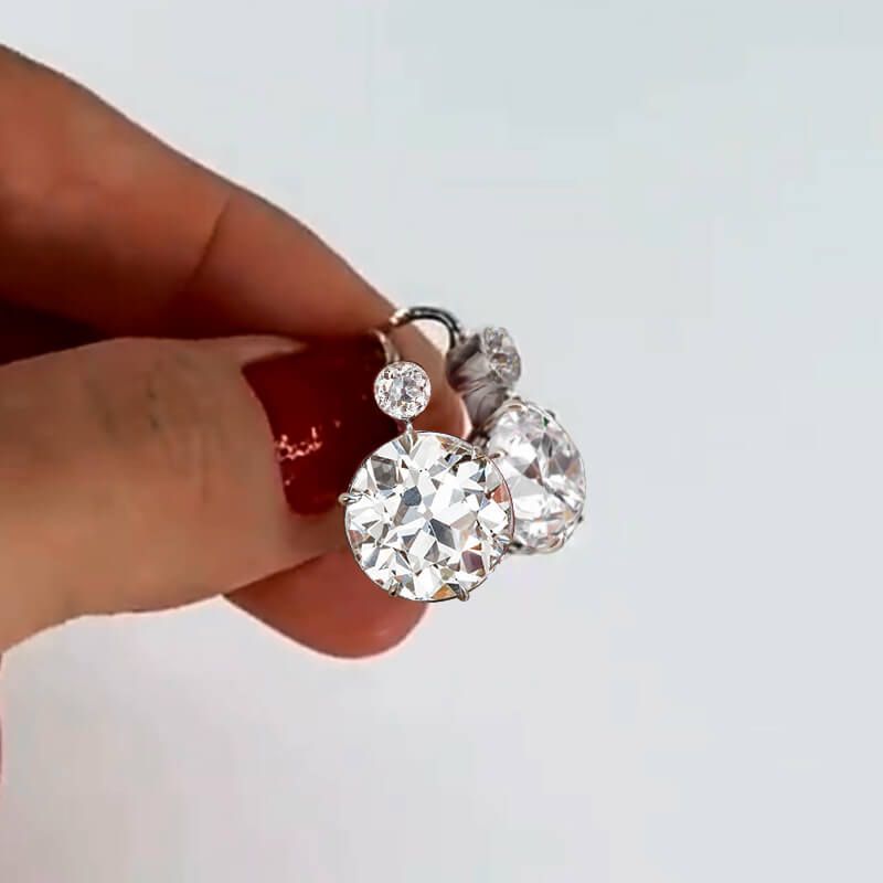 Classic Double Round Cut White Sapphire Drop Earrings For Women Belovegrace