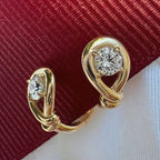 Golden Twist Round Cut White Sapphire Solitaire Hoop Earrings For Women Belovegrace