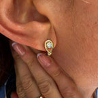 Golden Twist Round Cut White Sapphire Solitaire Hoop Earrings For Women Belovegrace