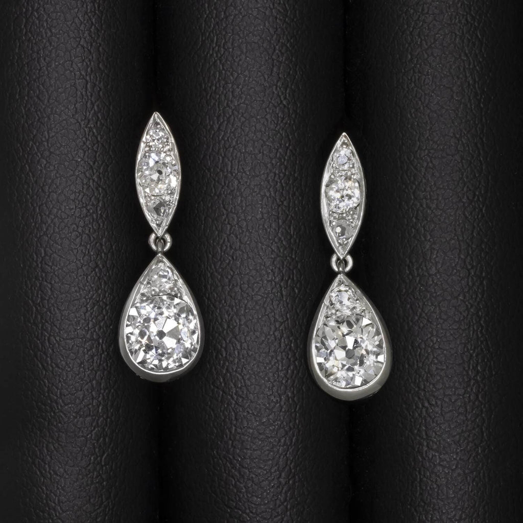 Luxury Pear Shape Cushion & Round Cut White Sapphire Drop Earrings For Women