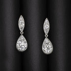 Luxury Pear Shape Cushion & Round Cut White Sapphire Drop Earrings For Women