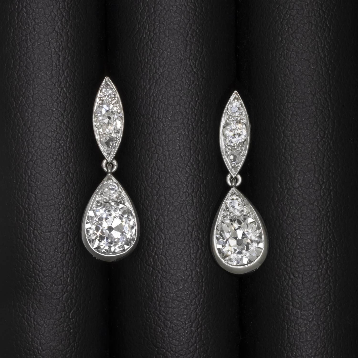 Pear Shape Cushion & Round Cut White Sapphire Drop Earrings For Women