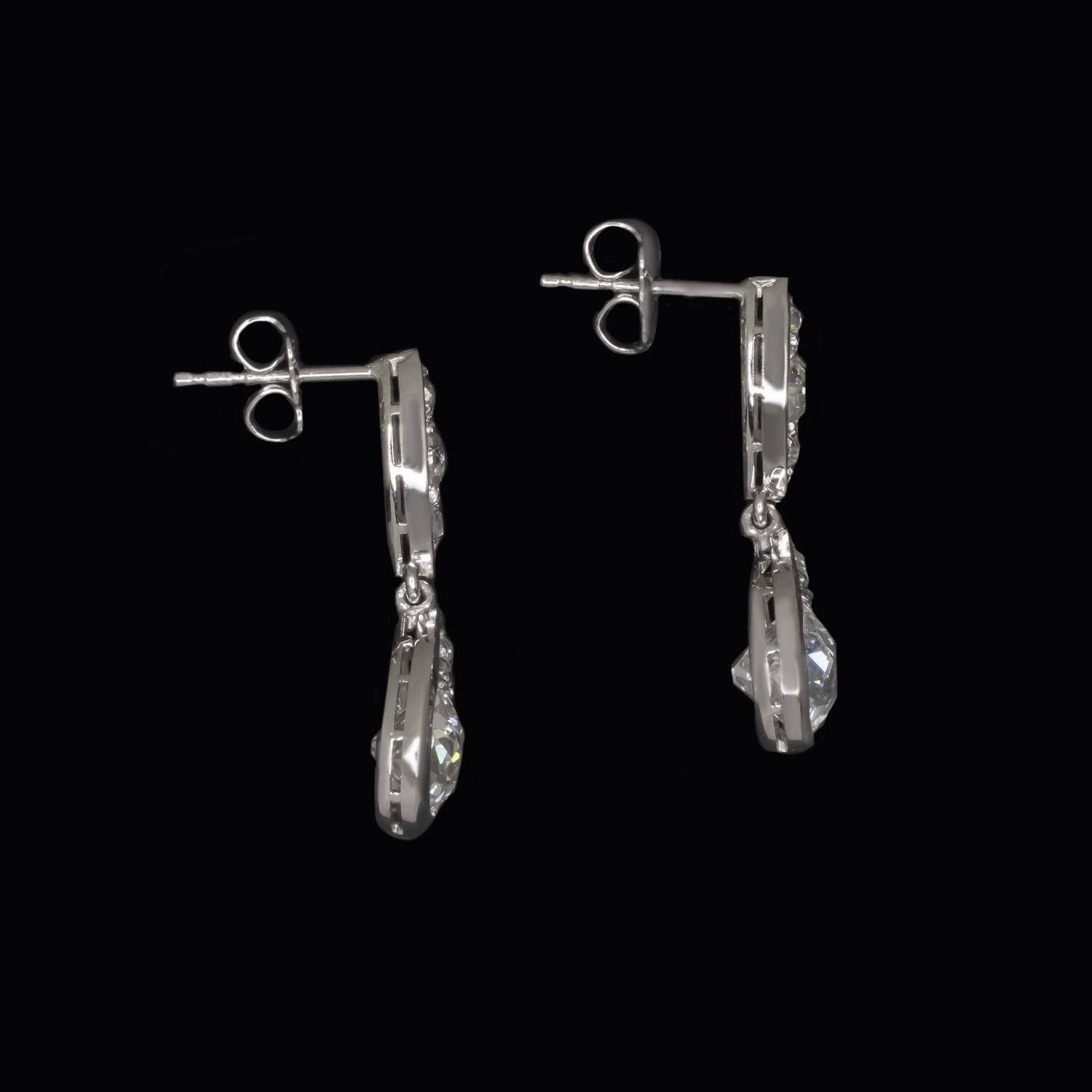 Luxury Pear Shape Cushion & Round Cut White Sapphire Drop Earrings For Women