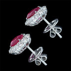 Luxury Jewelry Art Deco Halo Oval Cut Ruby Sapphire Stud Earrings For Women
